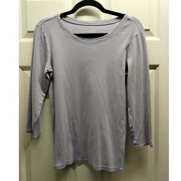 J. Jill Women's Size Small Light Purple Boat Neck Pima Cotton Ballet-Sleeve Tee - Picture 1 of 4